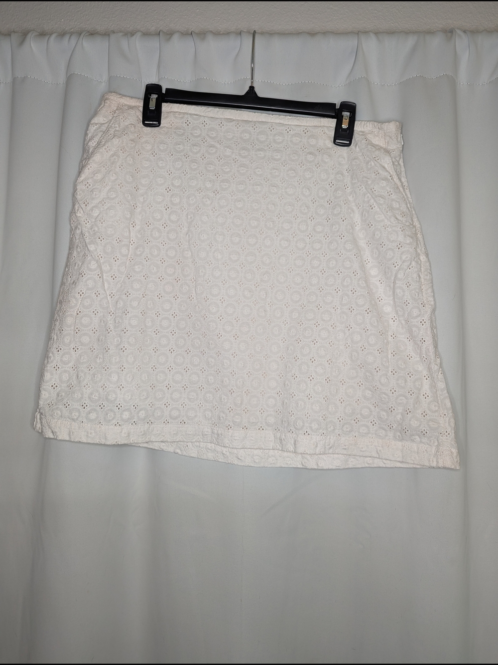 White Eyelet Cotton A-Line Skirt